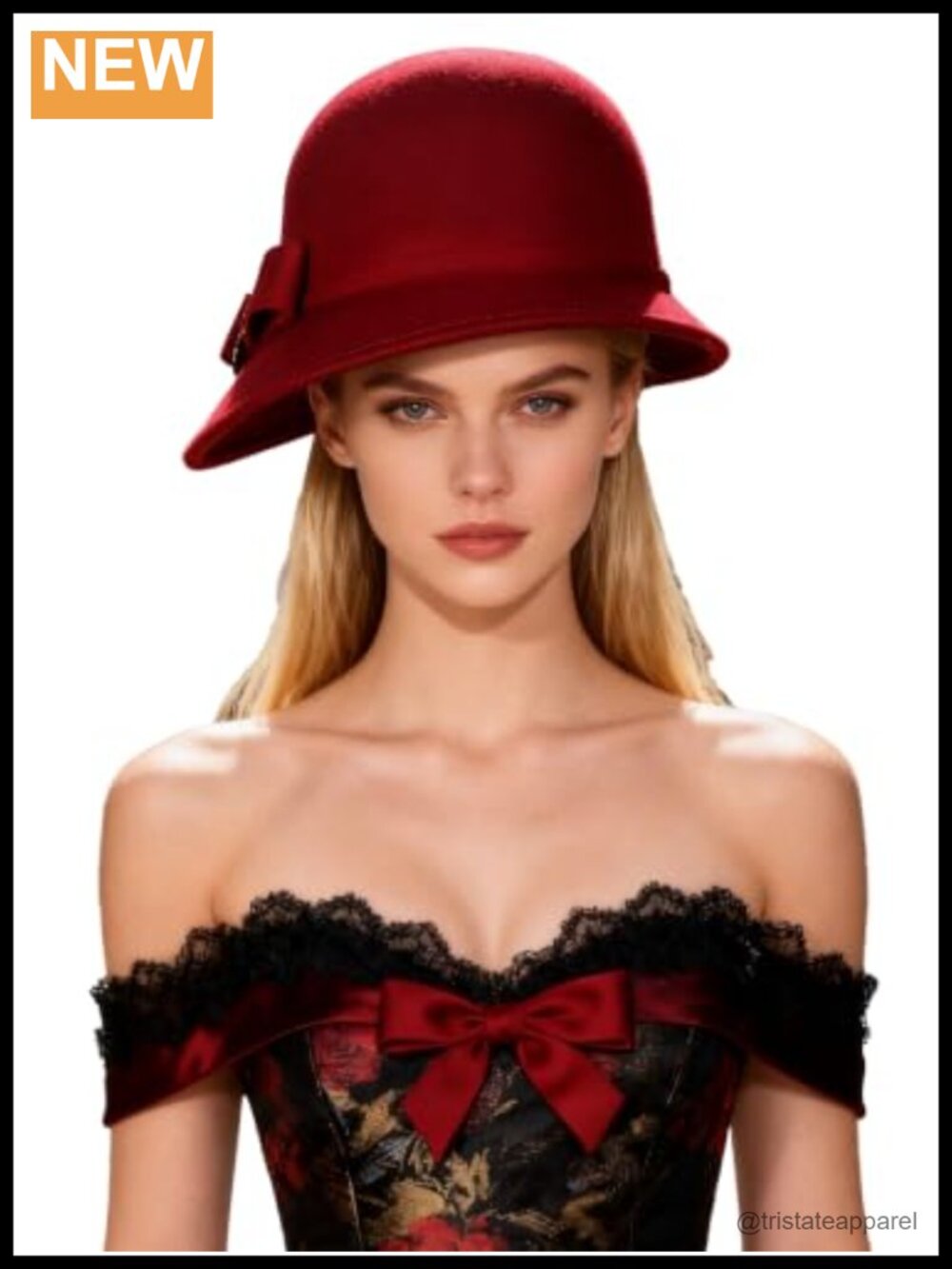 Wool Felt Dome Cloche Hat with Bow Formal Church Tea Party Dress
